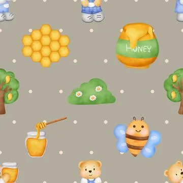 Seamless repeating pattern with cute bears Stock Illustration