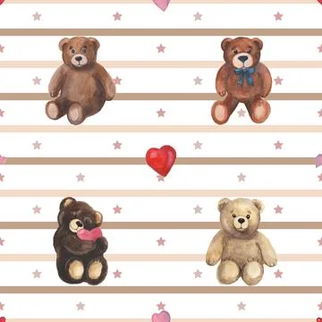 Seamless repeating pattern with cute bears Stock Illustration