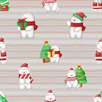 Seamless repeating pattern with cute bears Stock Illustration