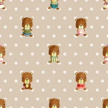 Seamless repeating pattern with cute bears Stock Illustration