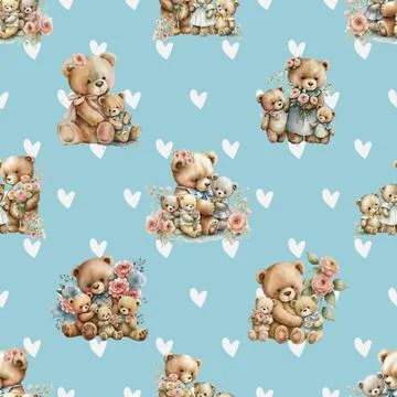 Seamless repeating pattern with cute bears Illustrazione stock