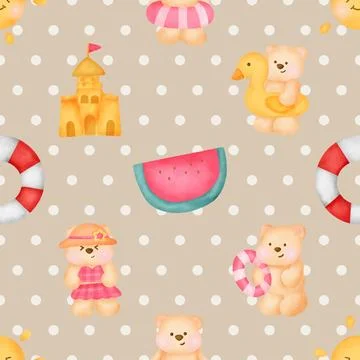 Seamless repeating pattern with cute bears Stock Illustration