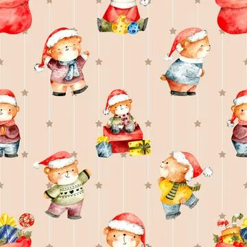 Seamless repeating pattern with cute bears Stock Illustration
