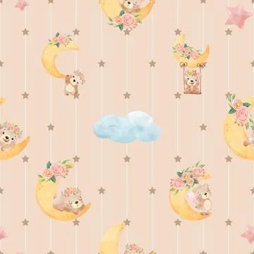 Seamless repeating pattern with cute bears Stock Illustration