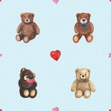 Seamless repeating pattern with cute bears Stock Illustration
