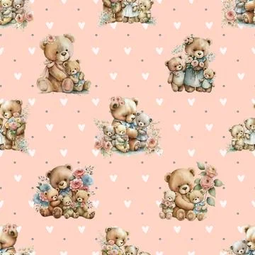 Seamless repeating pattern with cute bears Illustrazione stock
