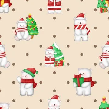 Seamless repeating pattern with cute bears Stock Illustration
