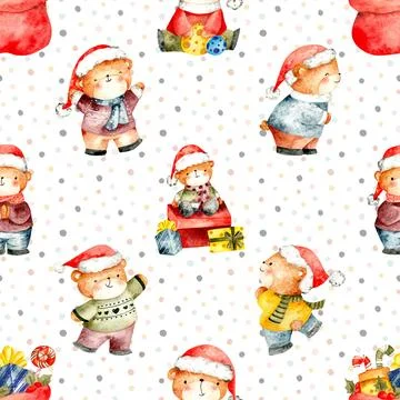 Seamless repeating pattern with cute bears Stock Illustration