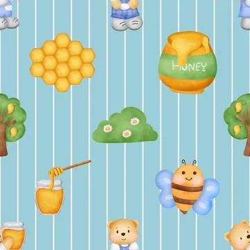 Seamless repeating pattern with cute bears Stock Illustration