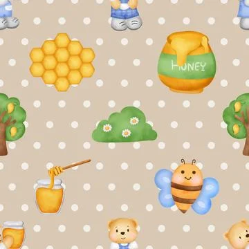 Seamless repeating pattern with cute bears Stock Illustration