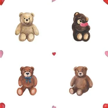 Seamless repeating pattern with cute bears Stock Illustration