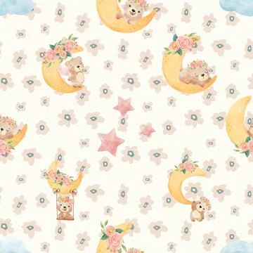 Seamless repeating pattern with cute bears Illustrazione stock