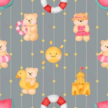 Seamless repeating pattern with cute bears Stock Illustration