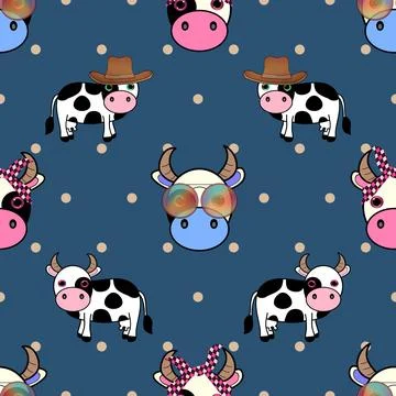 Seamless repeating pattern with cute cows Illustrazione stock