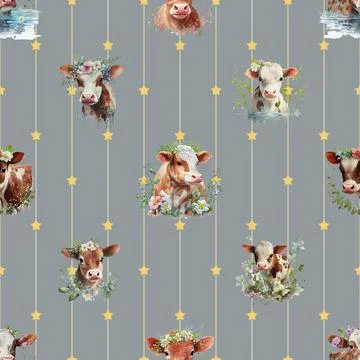 Seamless repeating pattern with cute cows Illustrazione stock