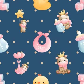Seamless repeating pattern with cute cows Stock Illustration