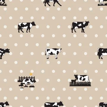 Seamless repeating pattern with cute cows Stock Illustration