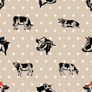 Seamless repeating pattern with cute cows Illustrazione stock