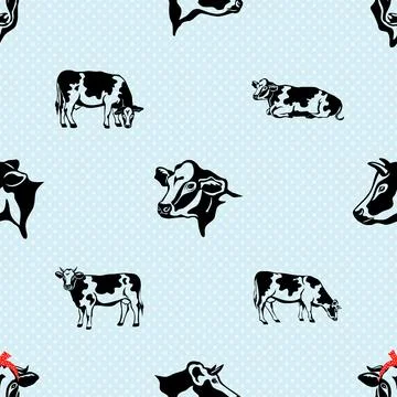 Seamless repeating pattern with cute cows Stock Illustration
