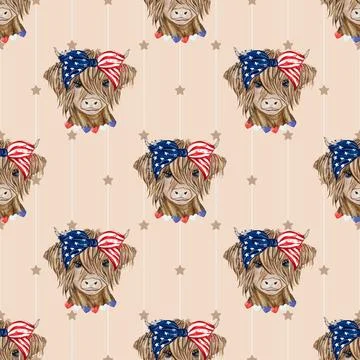 Seamless repeating pattern with cute cows Stock Illustration