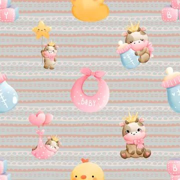 Seamless repeating pattern with cute cows Stock Illustration