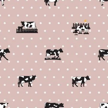 Seamless repeating pattern with cute cows Illustrazione stock