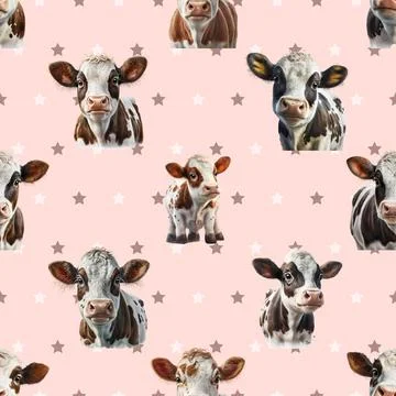 Seamless repeating pattern with cute cows Illustrazione stock