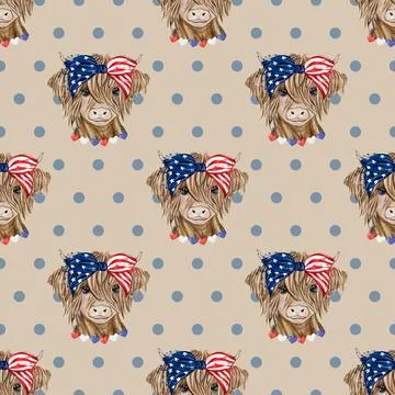 Seamless repeating pattern with cute cows Stock Illustration