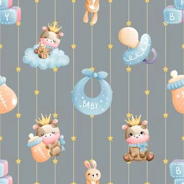 Seamless repeating pattern with cute cows Stock Illustration