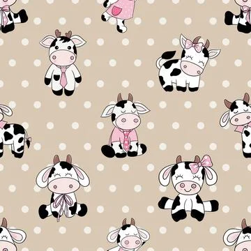 Seamless repeating pattern with cute cows Illustrazione stock
