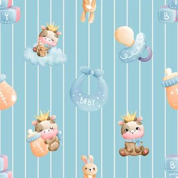 Seamless repeating pattern with cute cows Illustrazione stock