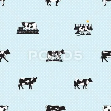 Seamless repeating pattern with cute cows 스톡 일러스트
