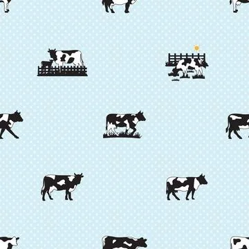 Seamless repeating pattern with cute cows Illustrazione stock