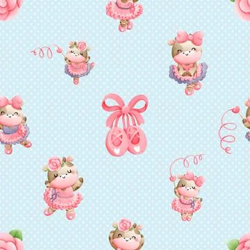 Seamless repeating pattern with cute cows Stock Illustration
