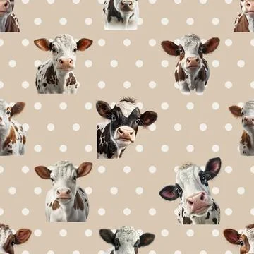 Seamless repeating pattern with cute cows Stock Illustration
