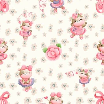 Seamless repeating pattern with cute cows Stock Illustration