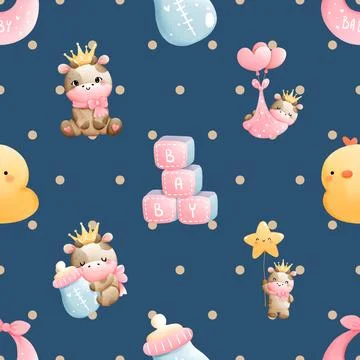 Seamless repeating pattern with cute cows Stock Illustration