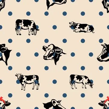 Seamless repeating pattern with cute cows Illustrazione stock