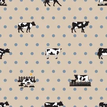 Seamless repeating pattern with cute cows Stock Illustration