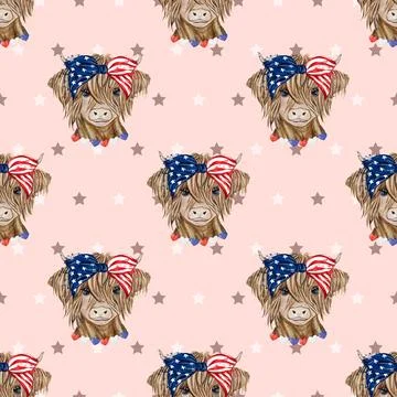 Seamless repeating pattern with cute cows Stock Illustration