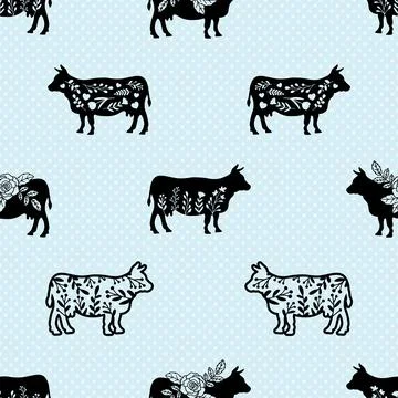 Seamless repeating pattern with cute cows Illustrazione stock