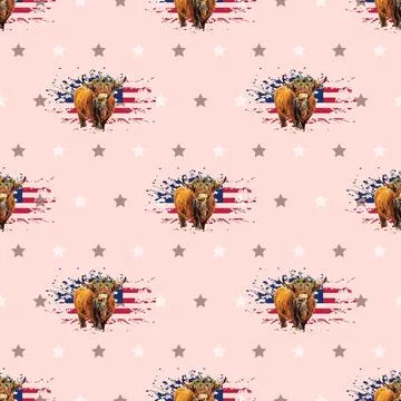 Seamless repeating pattern with cute cows Stock Illustration