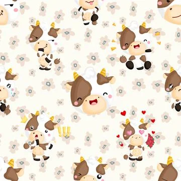 Seamless repeating pattern with cute cows Illustrazione stock