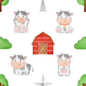 Seamless repeating pattern with cute cows Illustrazione stock