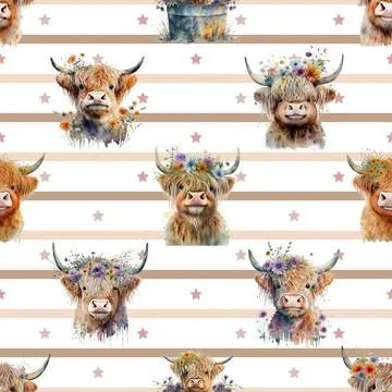 Seamless repeating pattern with cute cows Stock Illustration