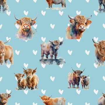 Seamless repeating pattern with cute cows Illustrazione stock