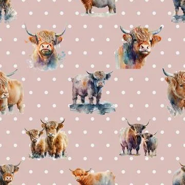 Seamless repeating pattern with cute cows Stock Illustration