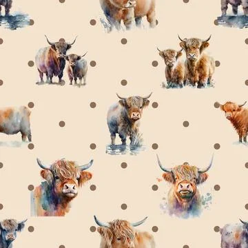 Seamless repeating pattern with cute cows Stock Illustration