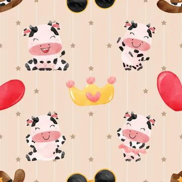 Seamless repeating pattern with cute cows Illustrazione stock