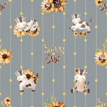 Seamless repeating pattern with cute cows Illustrazione stock